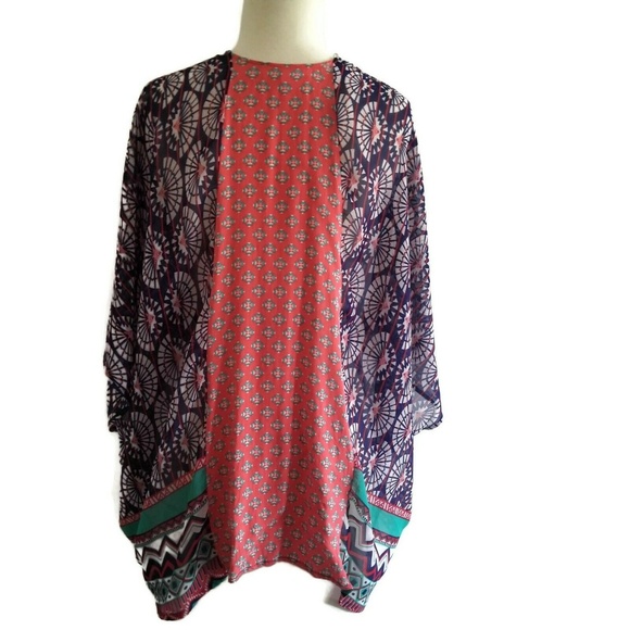 Umgee Women's Multi Color Floral Kimono Oversized - Picture 4 of 6